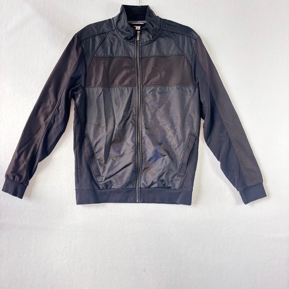 Calvin Klein Mens Slim Fit Mixed Media Full Zip Jacket Black size medium